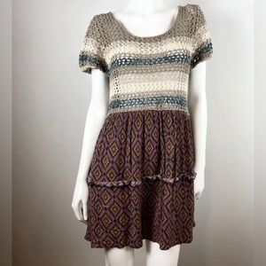 Easel ANTHROPOLOGIE Size M Women's Open
Knit Crochet Contrast Combo
Mini Dress